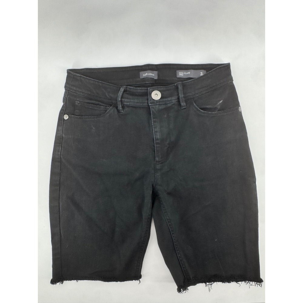 J. Jill Denim Black Kick-Flare Ankle Cutoff Shorts Raw Hem Womens Size 2P